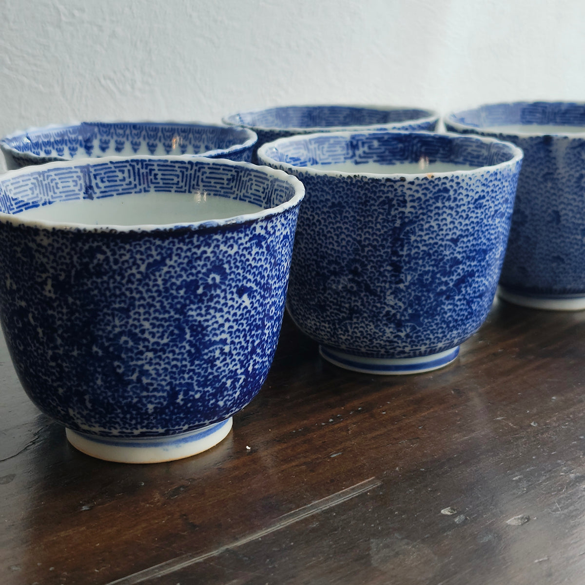 明治印判 微塵唐草 蕎麦猪口 5客組