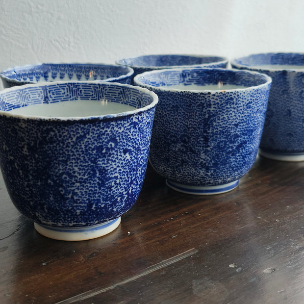 明治印判 微塵唐草 蕎麦猪口 5客組