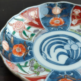 江戸古伊万里 染錦 うずら図 小皿 8客