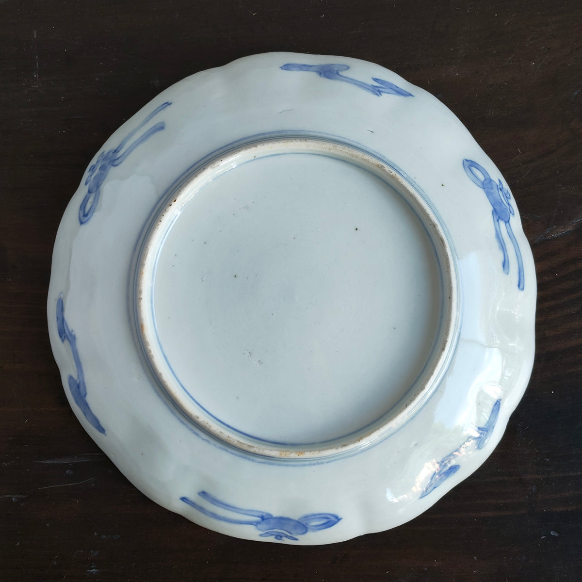 明治 伊万里 染錦 鶴図 7寸皿 4客組