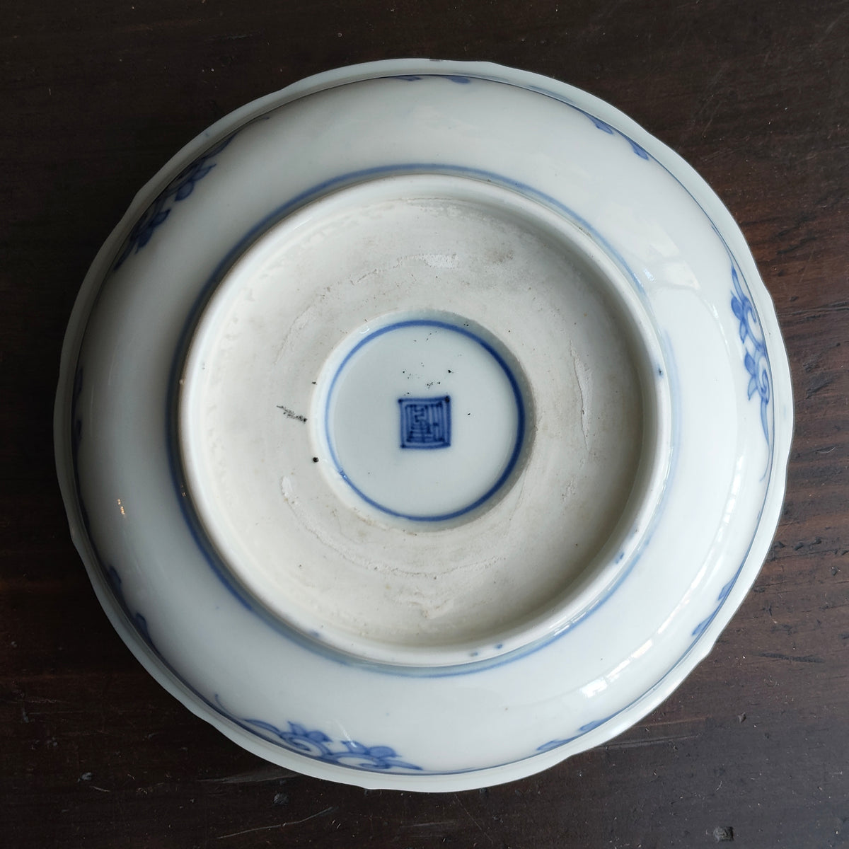 幕末明治 伊万里 染錦 孔雀図 蕎麦皿 9客組