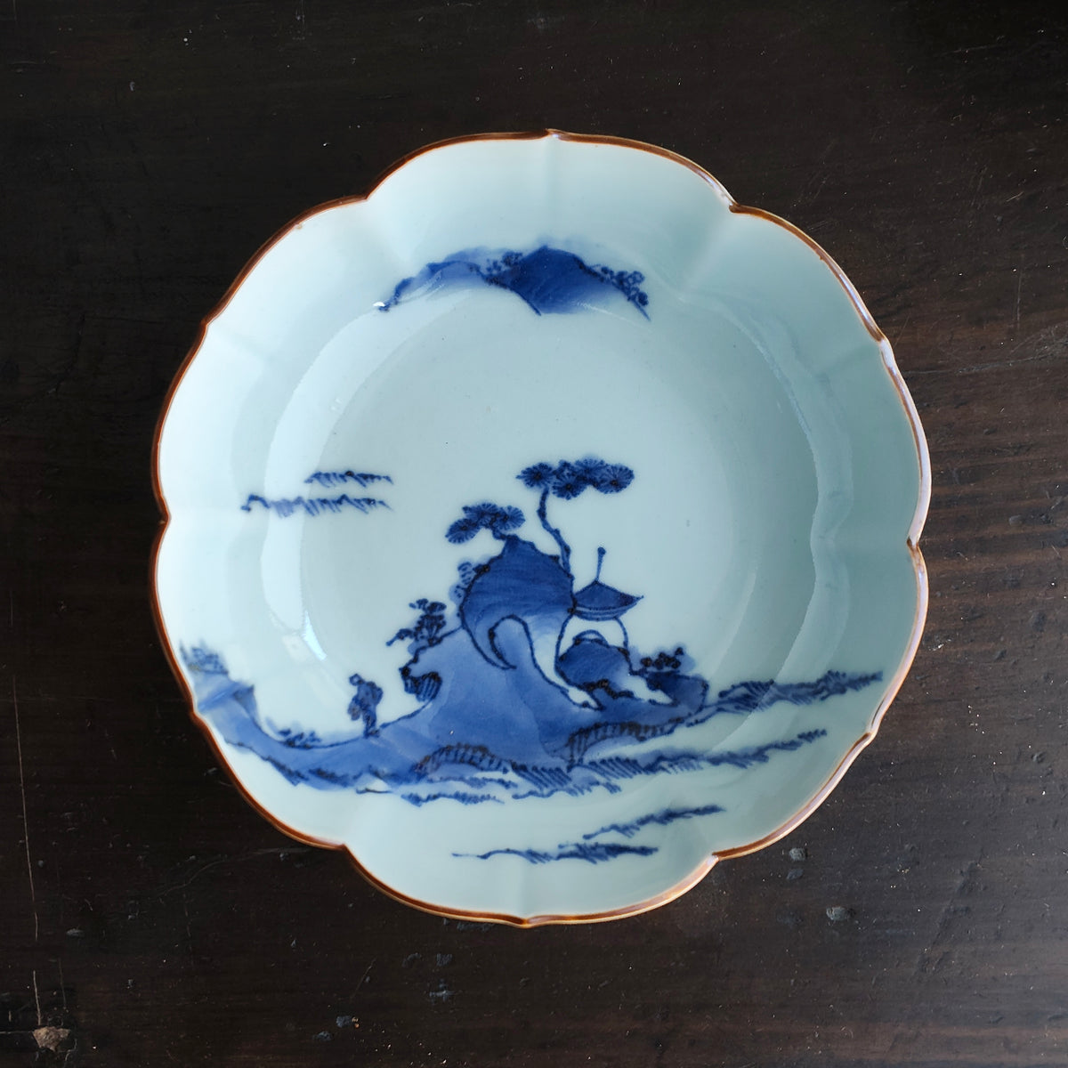 伊万里 染付 楼閣山水図 蕎麦皿 10客組